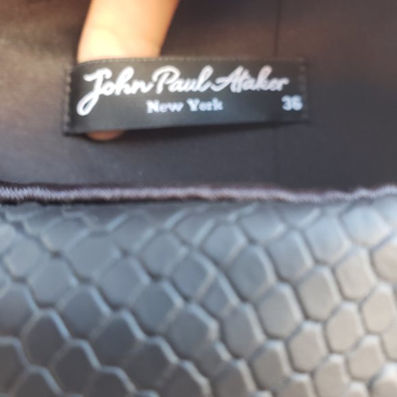 John Paul Ataker Formal Gown Black Snake Texture Satin Cutouts Mermaid 2 - Picture 10 of 11